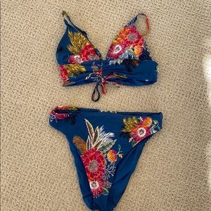 Blue floral bikini